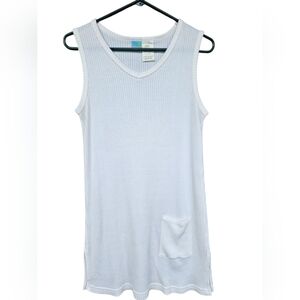White Asymmetrical Ribbed Sleeveless Tunic M